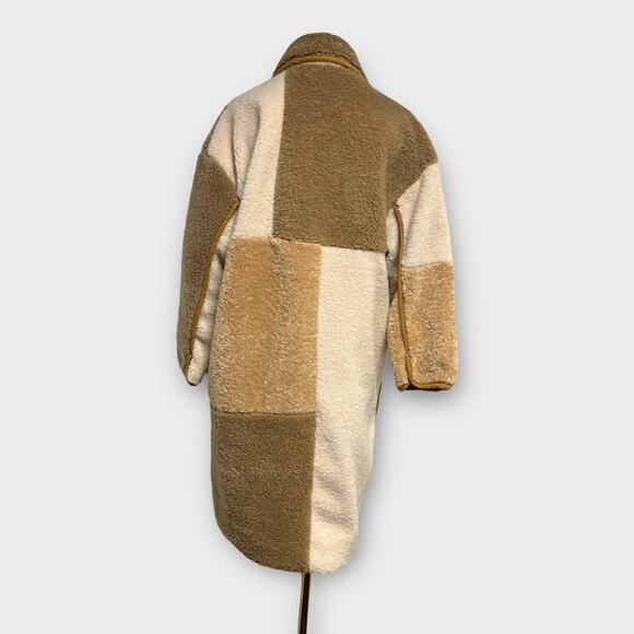Anthropologie Pilcro Colorblock Oversized Sherpa Coat Size XS - Picture 3 of 7